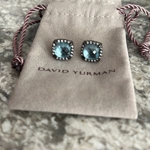 David Yurman blue topaz and Diamond chatelaine stud earrings
